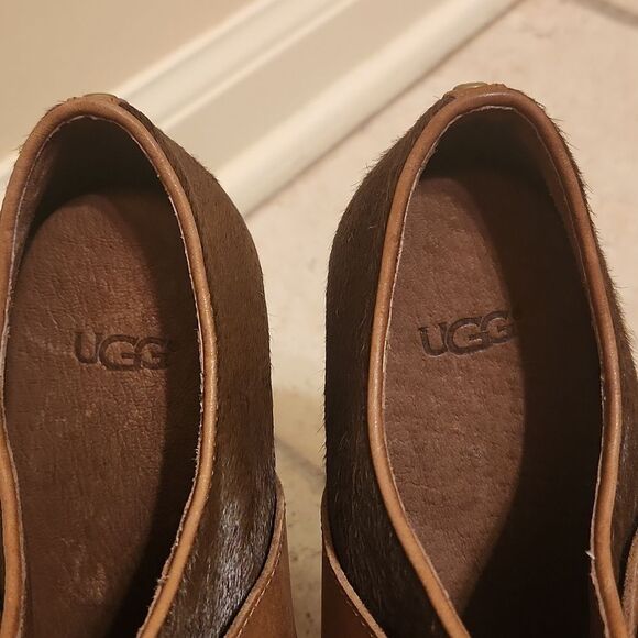 Ugg "Illana" Brown Pony Hair Platform High Heel Studded Sherpa Boots Size 7 - Picture 4 of 13